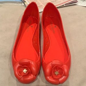 Kate Spade Red flower jelly style flats size 8